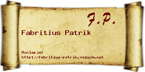 Fabritius Patrik névjegykártya
